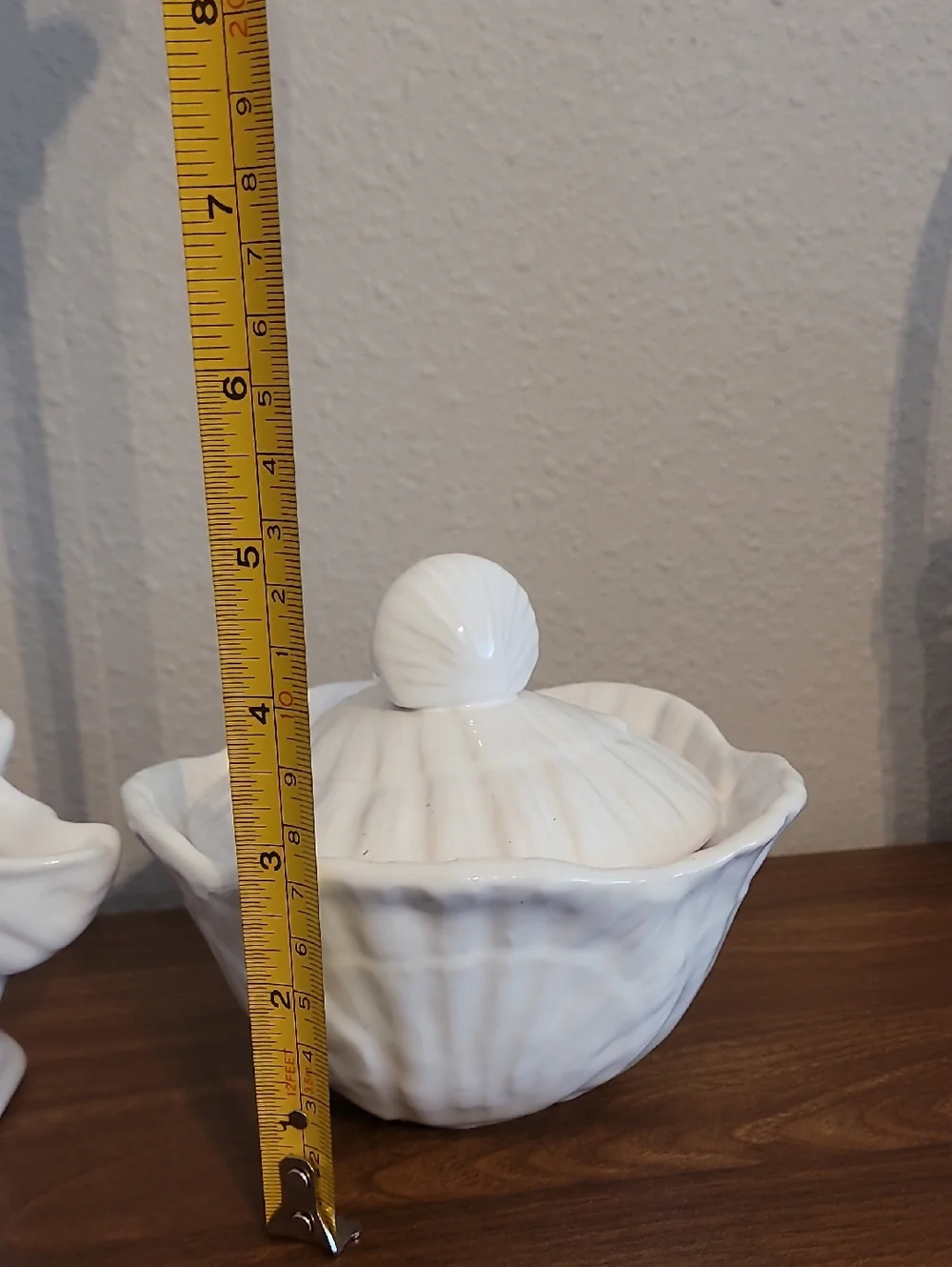 Olfaire White Ceramic Conch Shell Creamer & Sugar Set Coastal Nautical Portugal